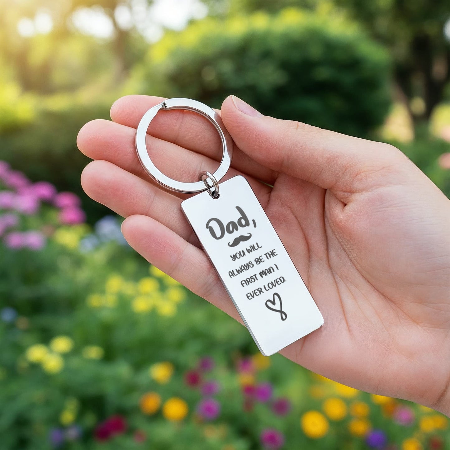 Personalized DAD The first man I love Engraved Rectangle Keychain- a Gift for Fathers/Dad.
