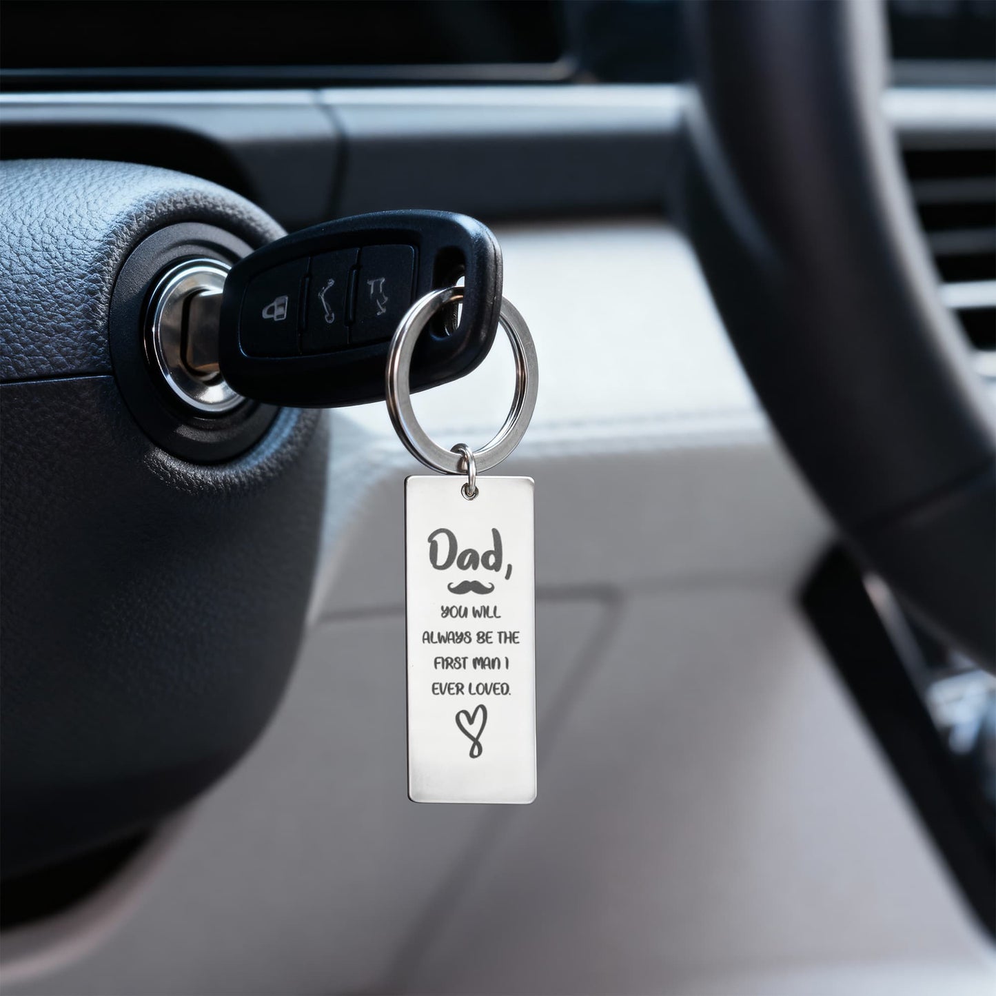 Personalized DAD The first man I love Engraved Rectangle Keychain- a Gift for Fathers/Dad.