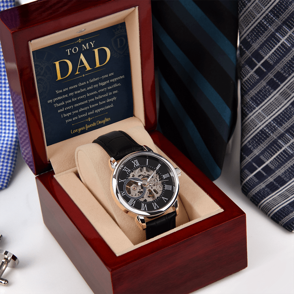 To My Dad Men's Openwork Watch- a gift for Dads/Fathers.