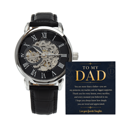 To My Dad Men's Openwork Watch- a gift for Dads/Fathers.