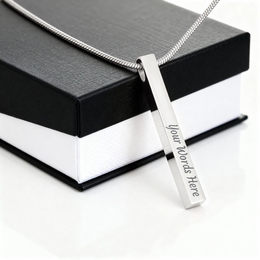 Mementos Engraved 4-Sided Stick Necklace a Gift for Daughters/Wives/Sisters.