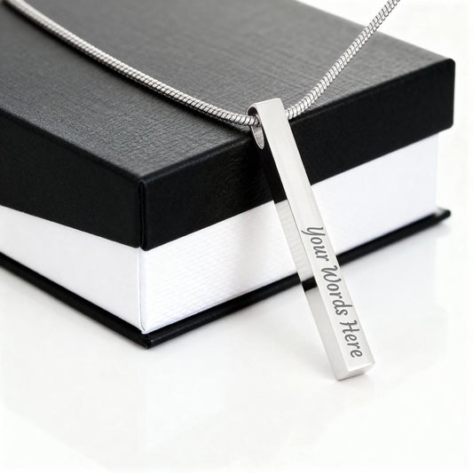 Mementos Engraved 4-Sided Stick Necklace a Gift for Daughters/Wives/Sisters.