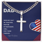 Personalized DAD Cuban Link Chain with Engraved Artisan Cross- A Gift for Father/Son