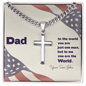 Personalized DAD Cuban Chain with Engraved Cross Necklace- a Gift for Fathers/Sons.