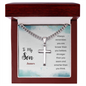 Personalized To My Son Cuban Link Chain with Engraved Artisan Cross- A Gift for Father/Son