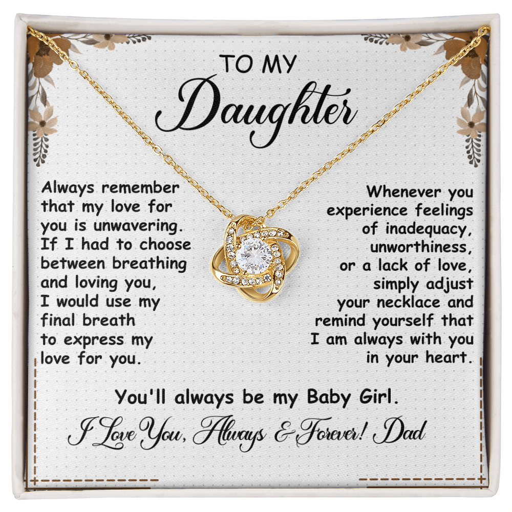 To My Daughter, Love Knot Necklace- a Anniversary Gift/ Birthday Gift for a Daughter.