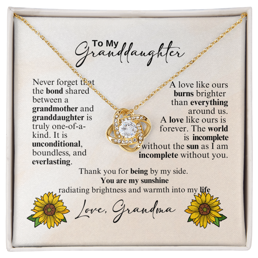 Love Knot  Necklace a Gift for a Granddaughter from Grandmother.