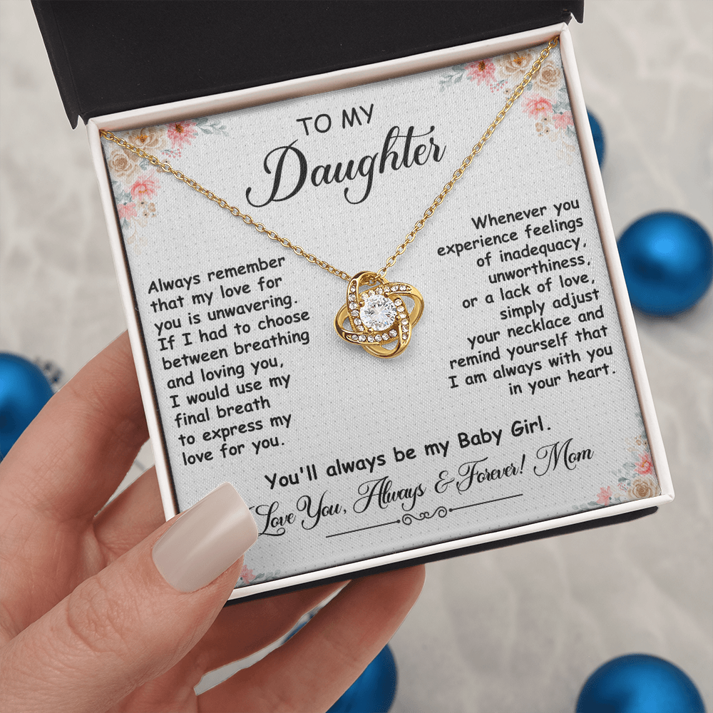 To My Daughter, Love Knot Necklace- a Anniversary Gift/ Birthday Gift for a Daughter.