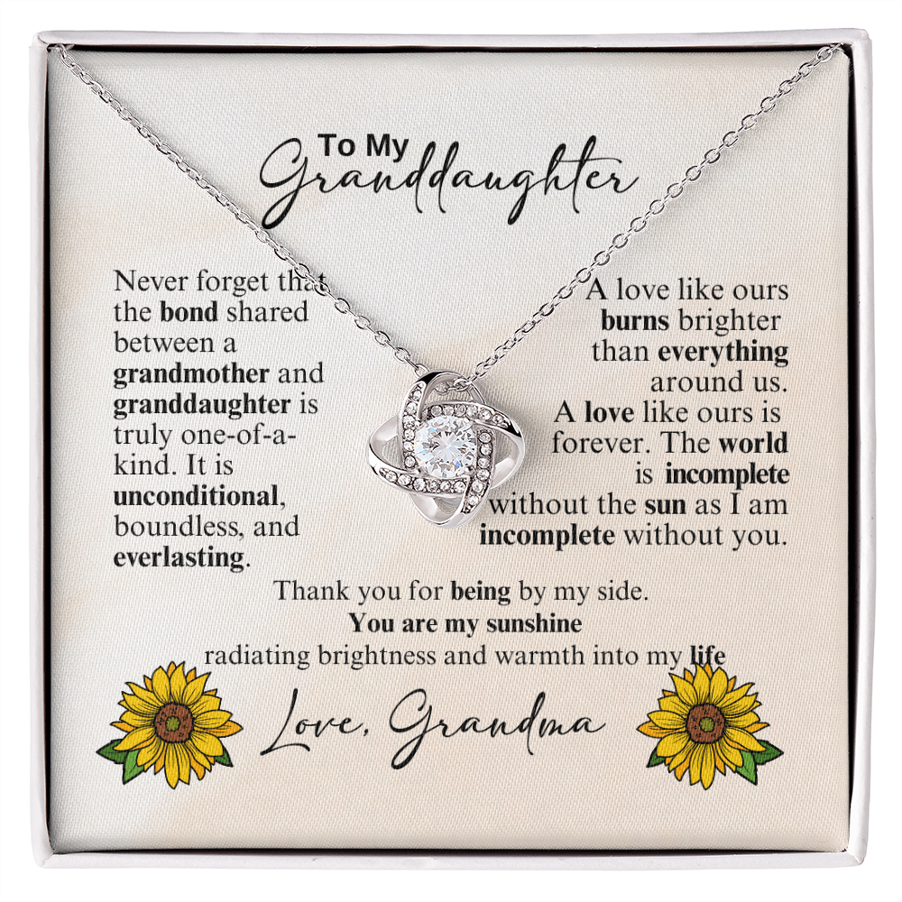 Love Knot  Necklace a Gift for a Granddaughter from Grandmother.