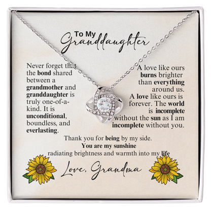 Love Knot  Necklace a Gift for a Granddaughter from Grandmother.