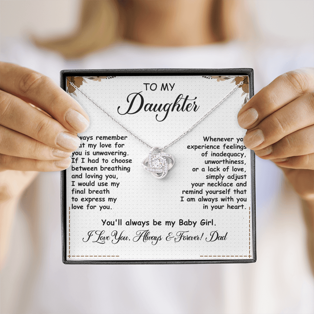 To My Daughter, Love Knot Necklace- a Anniversary Gift/ Birthday Gift for a Daughter.