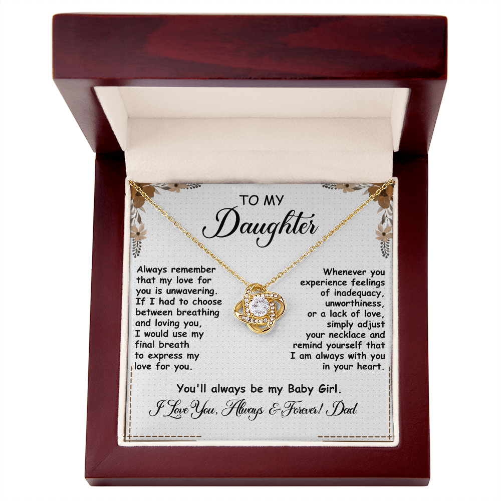 To My Daughter, Love Knot Necklace- a Anniversary Gift/ Birthday Gift for a Daughter.