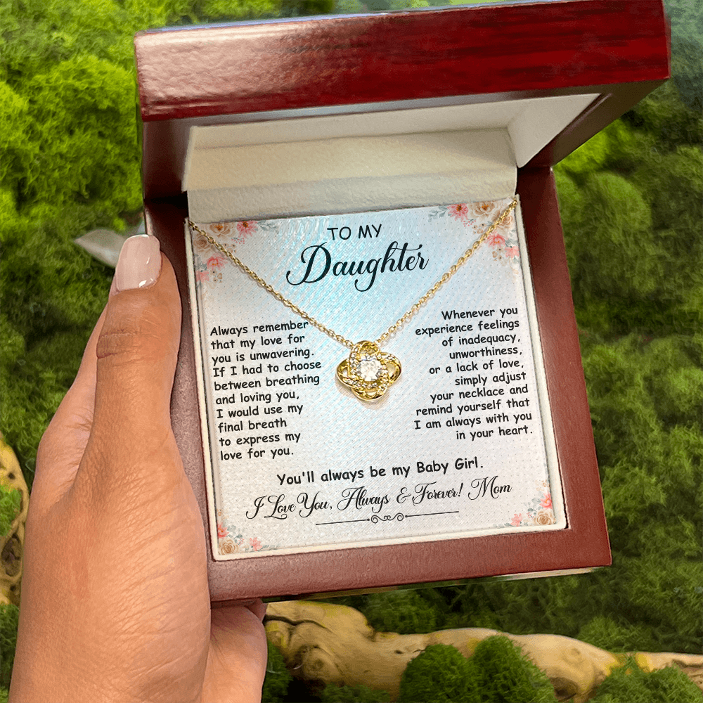 To My Daughter, Love Knot Necklace- a Anniversary Gift/ Birthday Gift for a Daughter.