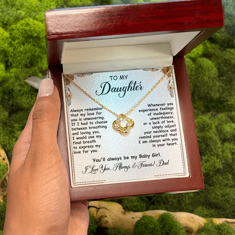 To My Daughter, Love Knot Necklace- a Anniversary Gift/ Birthday Gift for a Daughter.