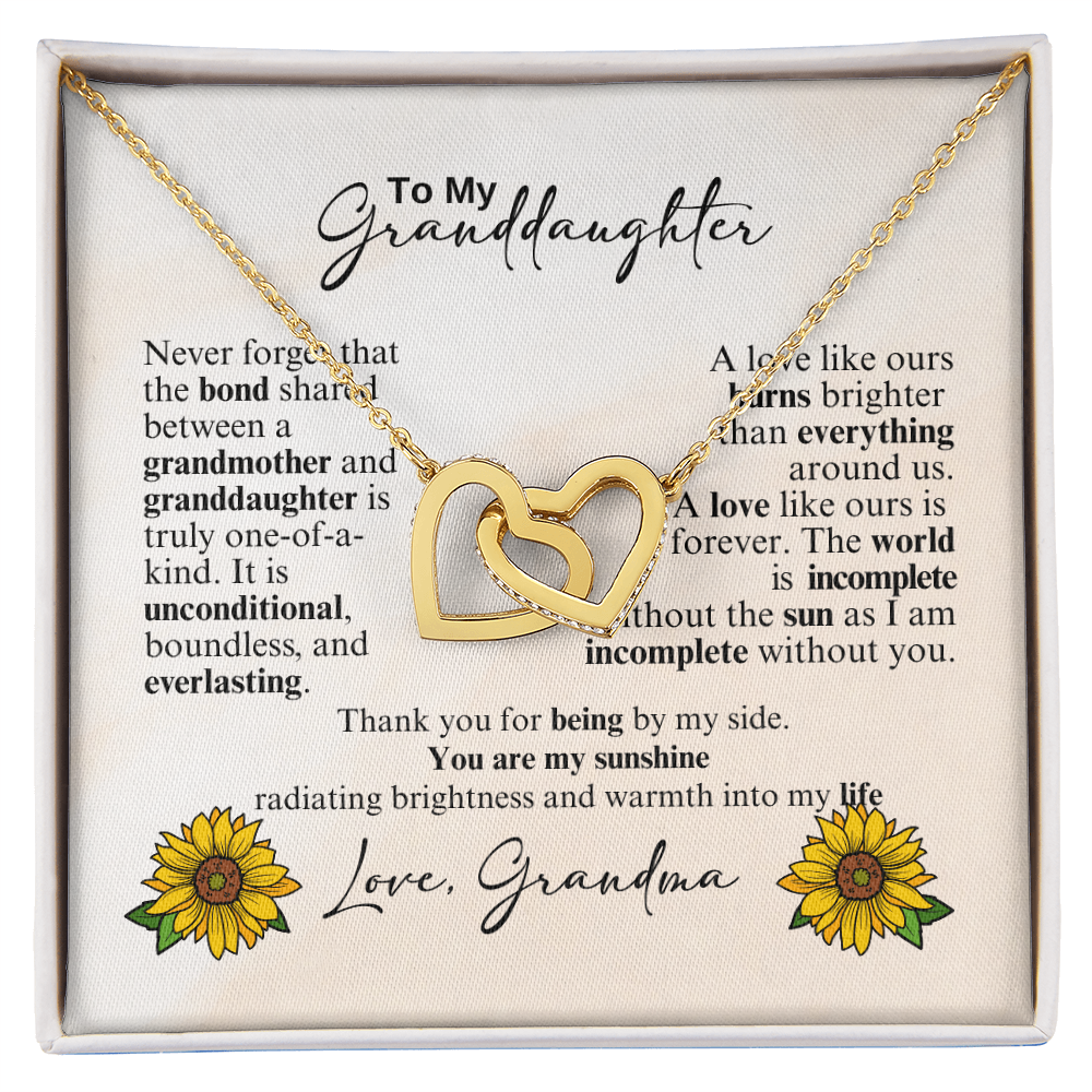 Interlocking Hearts Necklace -A gift to  Celebrate the love between a Granddaughter and Grandmother.