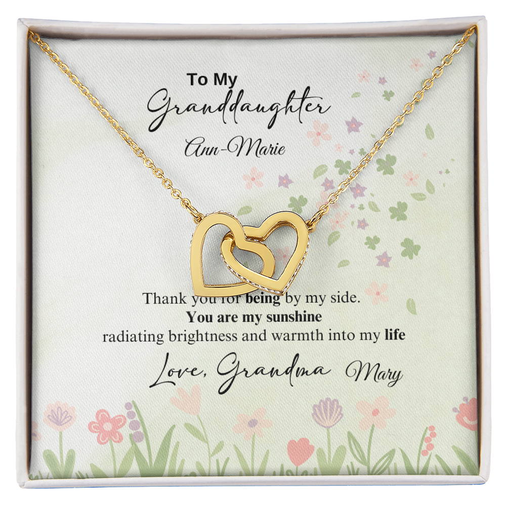 Personalized Granddaughter Interlocking Heart Necklace a Gift for a Granddaughter