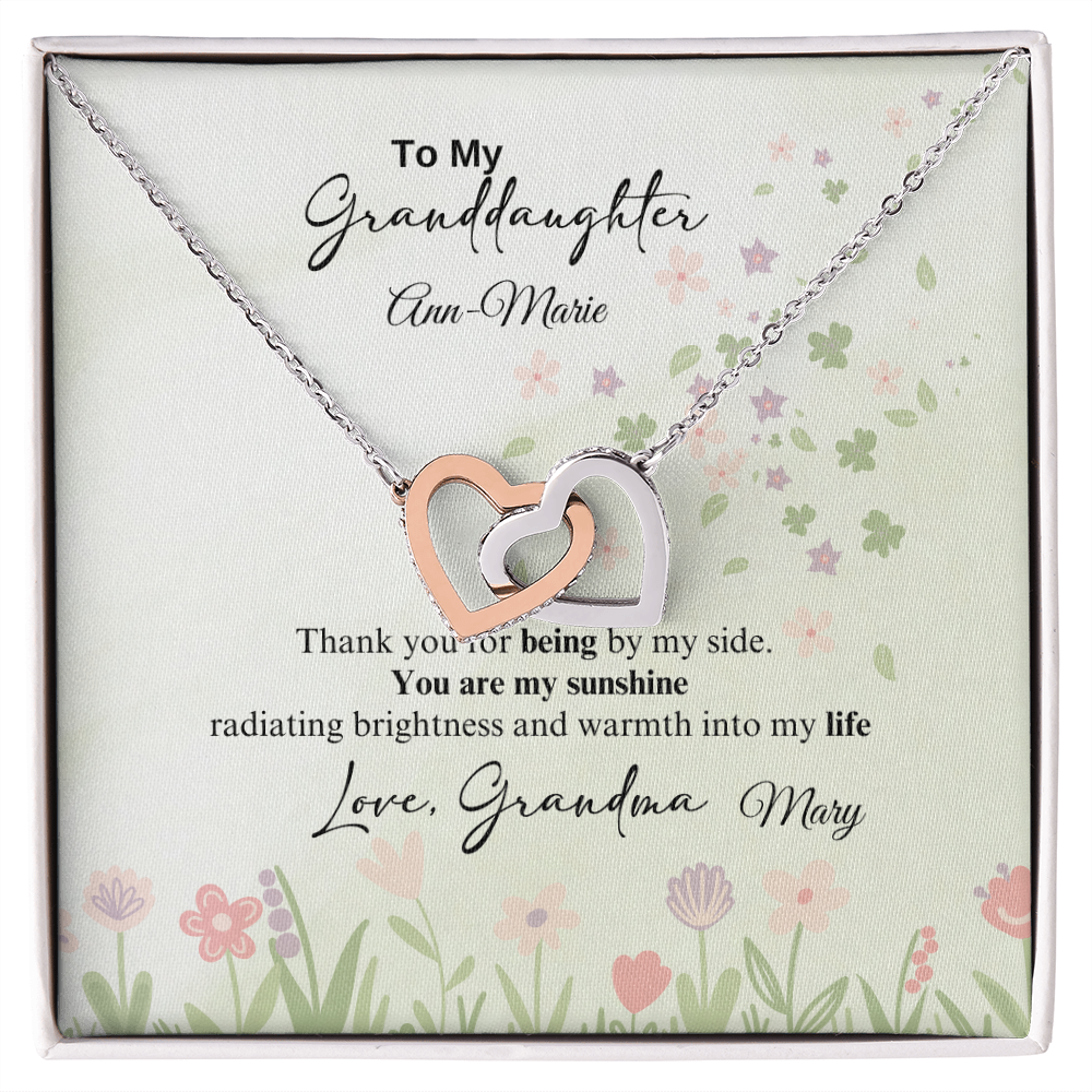 Personalized Granddaughter Interlocking Heart Necklace a Gift for a Granddaughter
