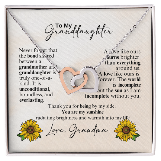 Interlocking Hearts Necklace -A gift to Celebrate the love between a Granddaughter and Grandmother.