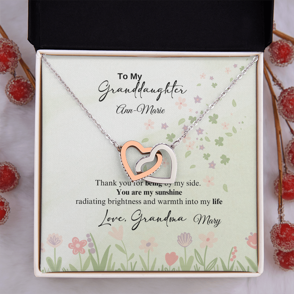 Personalized Granddaughter Interlocking Heart Necklace a Gift for a Granddaughter