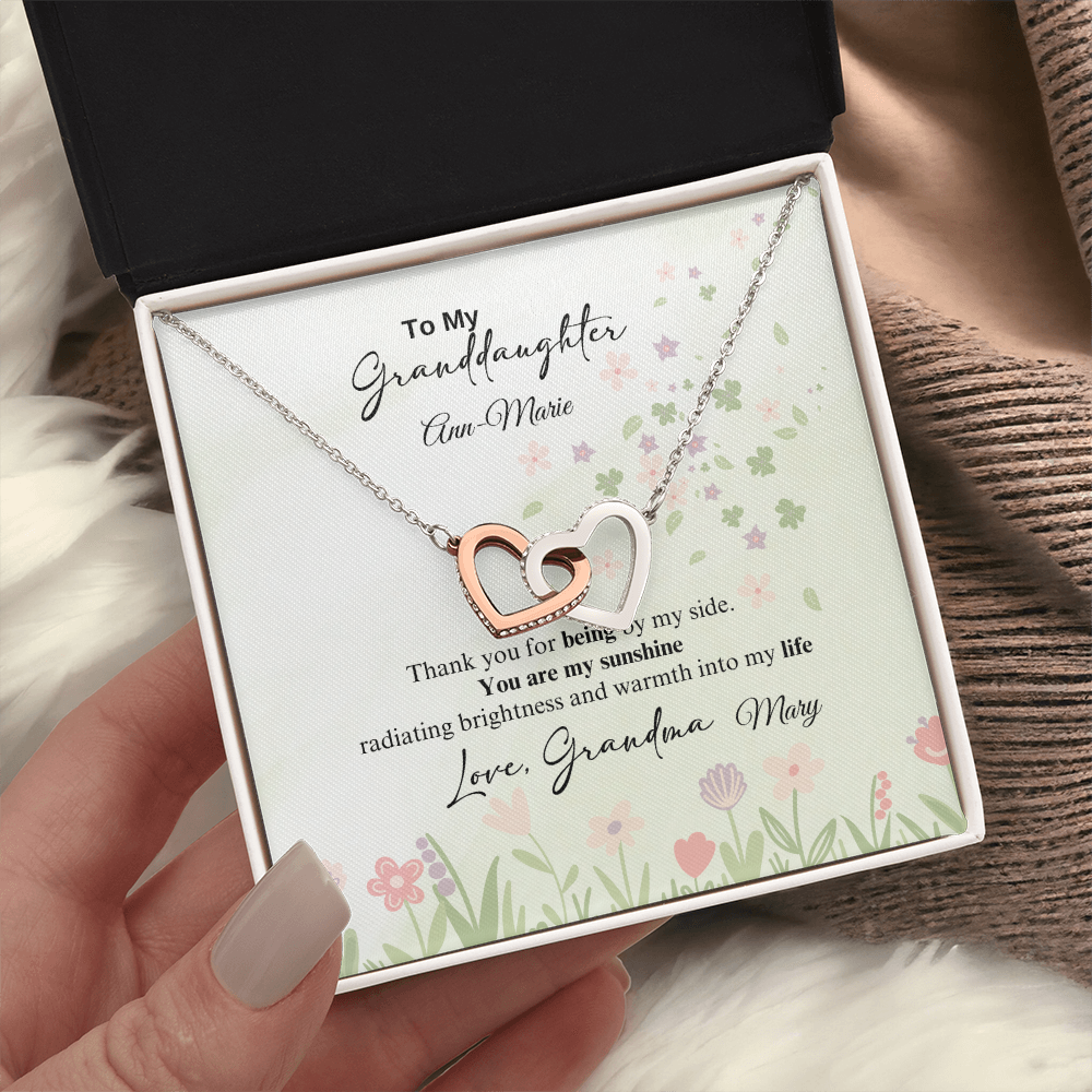 Personalized Granddaughter Interlocking Heart Necklace a Gift for a Granddaughter