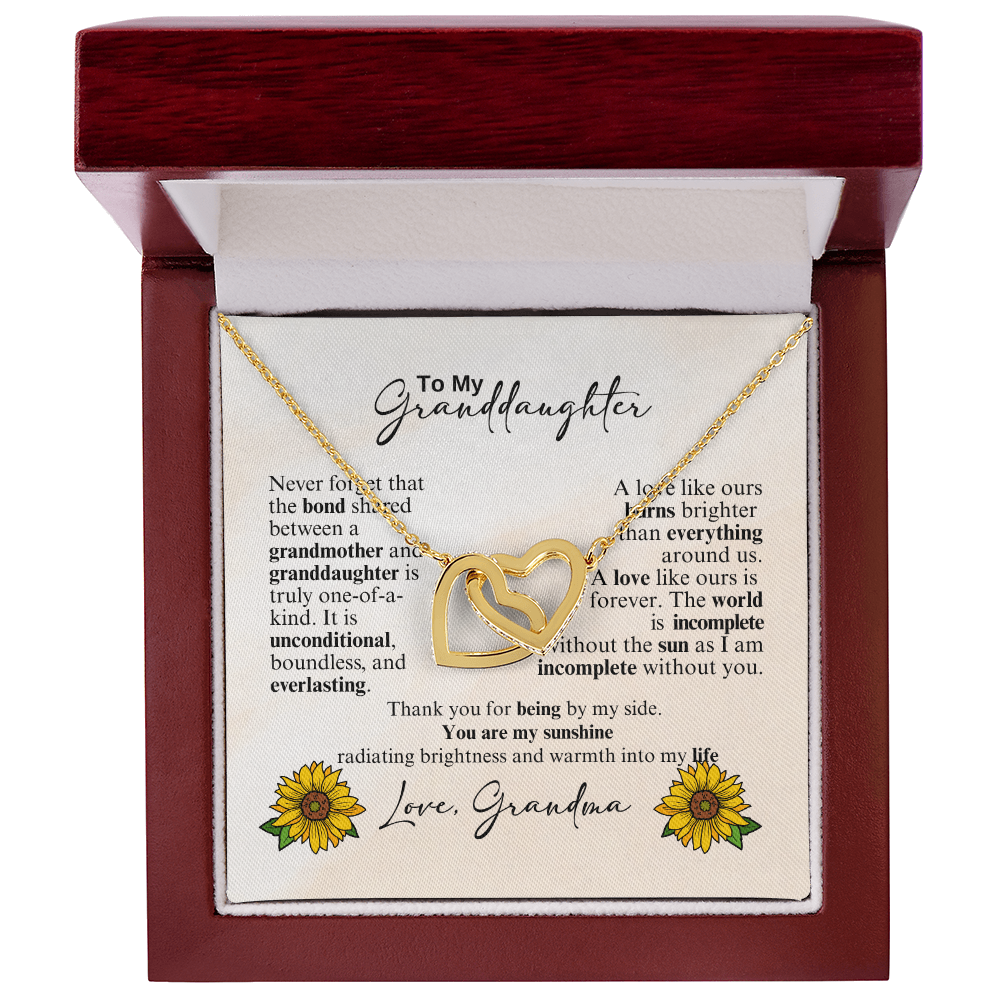 Interlocking Hearts Necklace -A gift to  Celebrate the love between a Granddaughter and Grandmother.