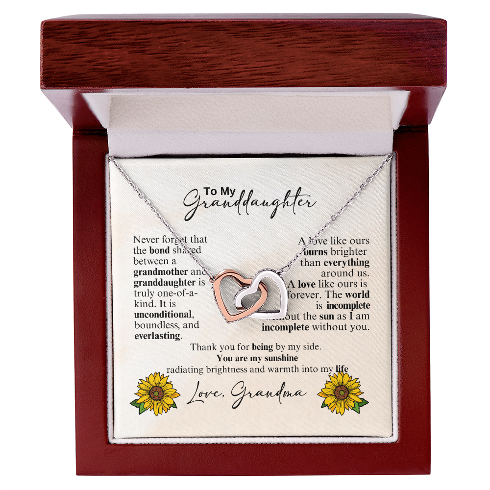 Interlocking Hearts Necklace -A gift to  Celebrate the love between a Granddaughter and Grandmother.