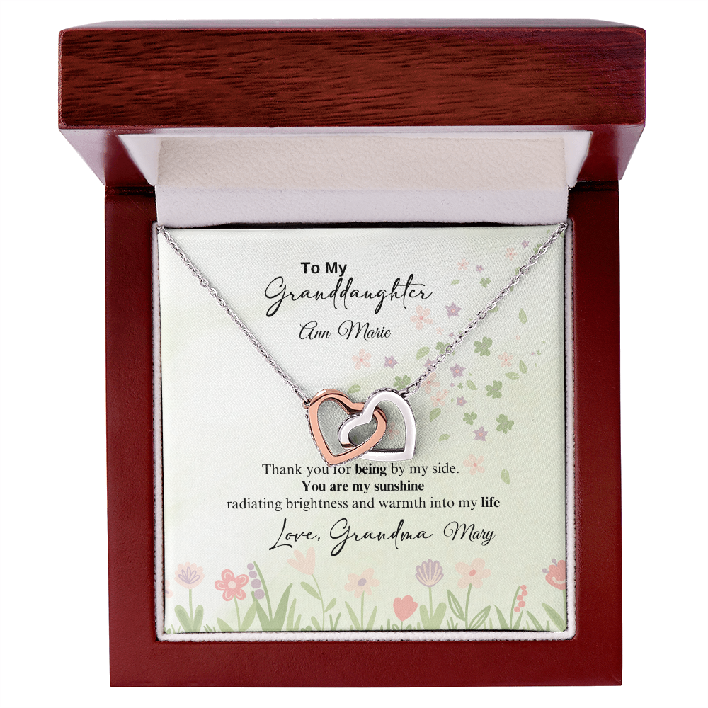 Personalized Granddaughter Interlocking Heart Necklace a Gift for a Granddaughter