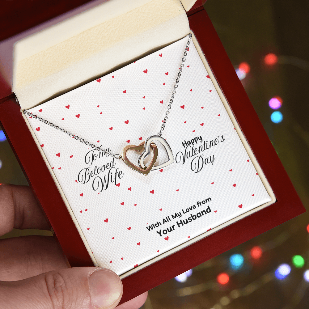 Interlocking Hearts Necklace -Happy Valentine's Day - a Gift for your Soulmate/Wife.