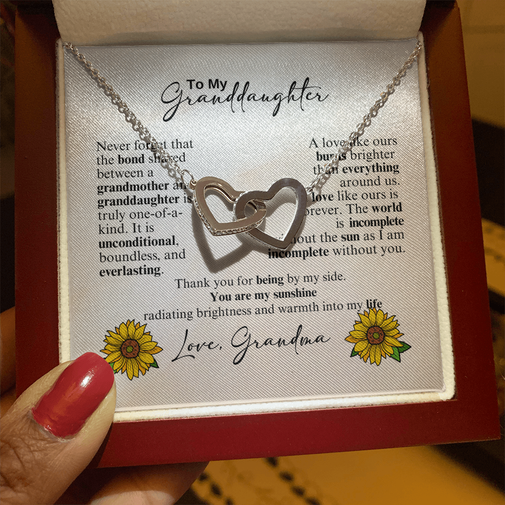 Interlocking Hearts Necklace -A gift to  Celebrate the love between a Granddaughter and Grandmother.