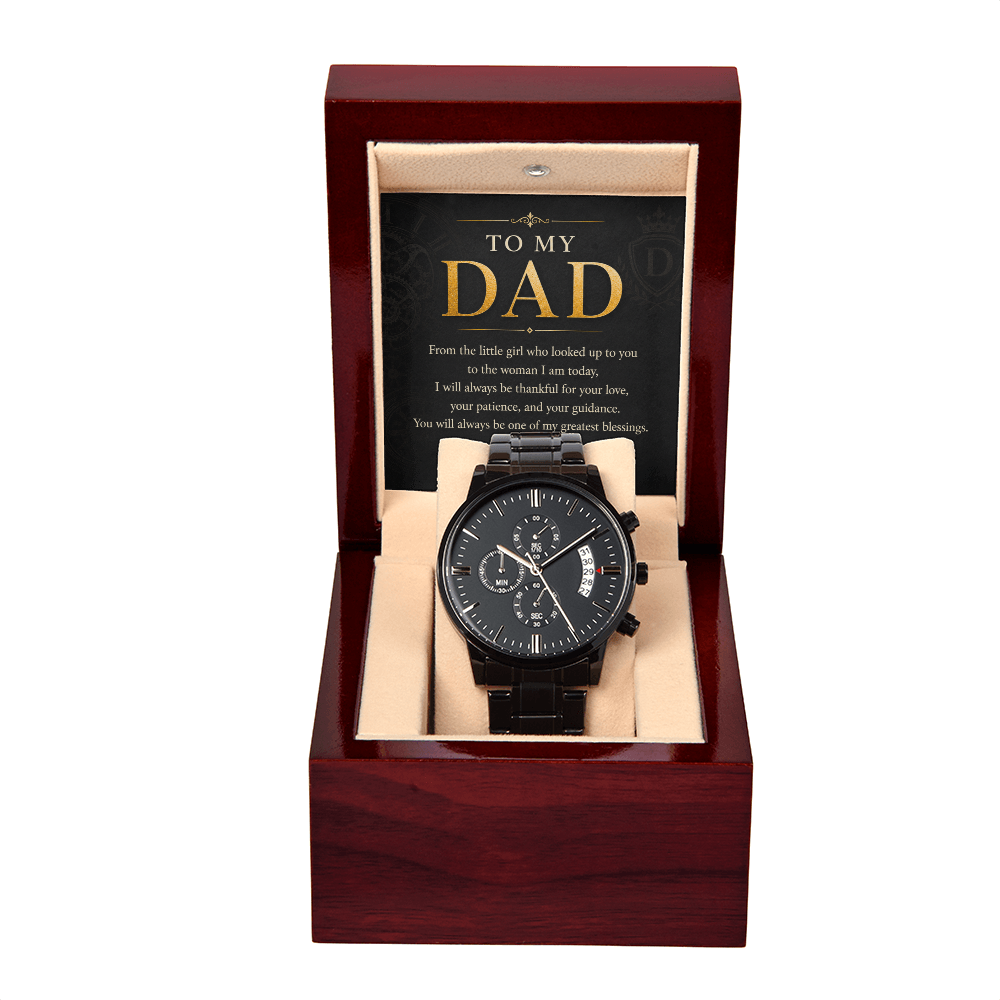 To My Dad Black Chronograph Watch a Gift for Fathers/Sons/Dads.