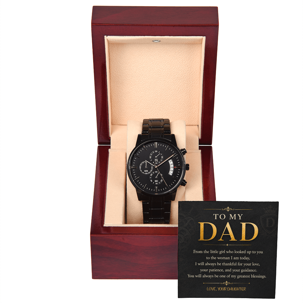 To My Dad Black Chronograph Watch a Gift for Fathers/Sons/Dads.