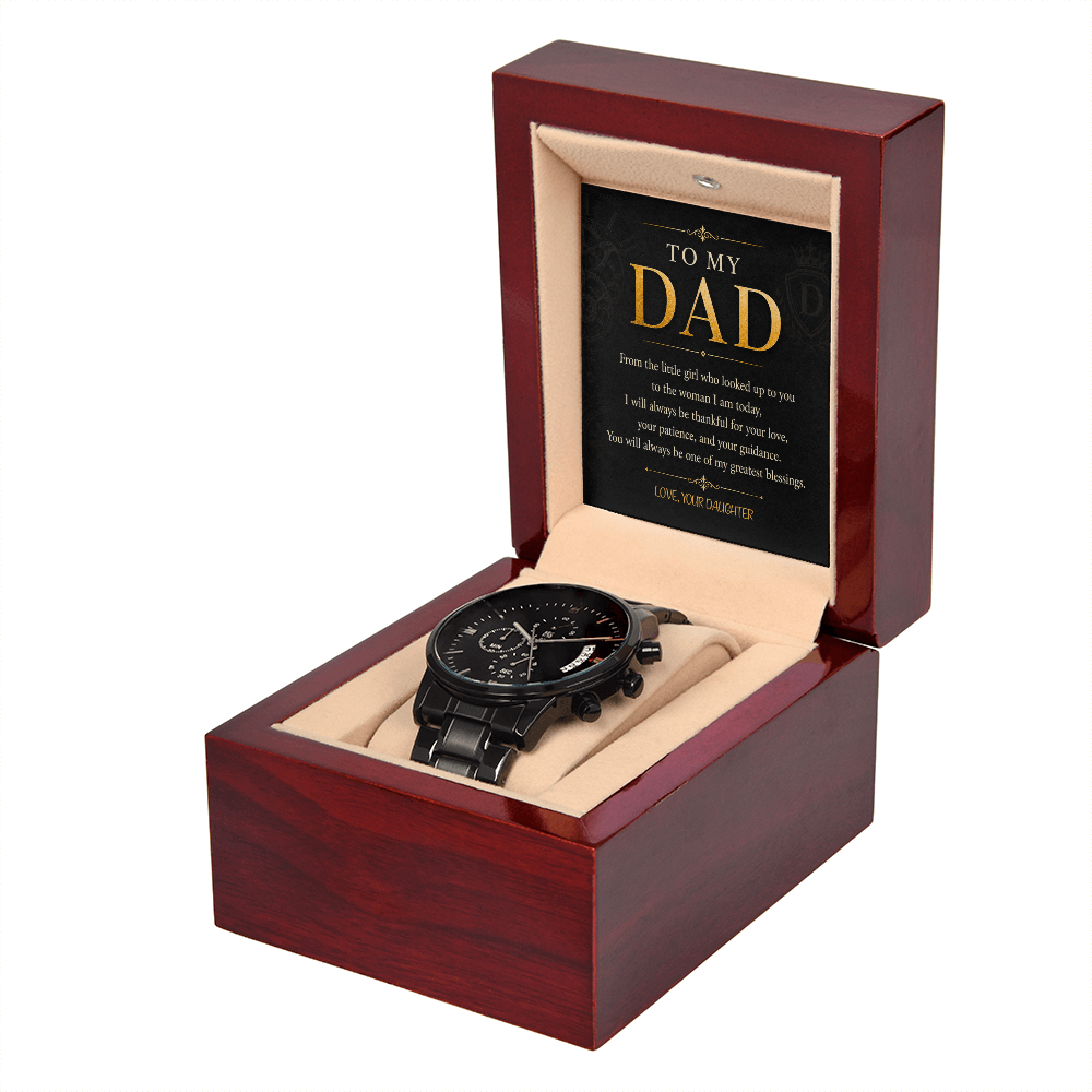 To My Dad Black Chronograph Watch a Gift for Fathers/Sons/Dads.
