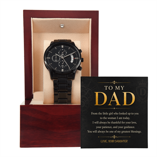 To My Dad Black Chronograph Watch a Gift for Fathers/Sons/Dads.