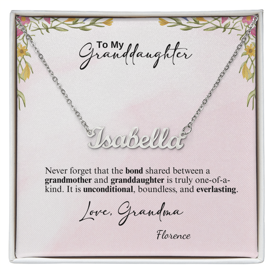 Personalized Name Necklace- A Beloved Gift for a Granddaughter from a Grandmother.