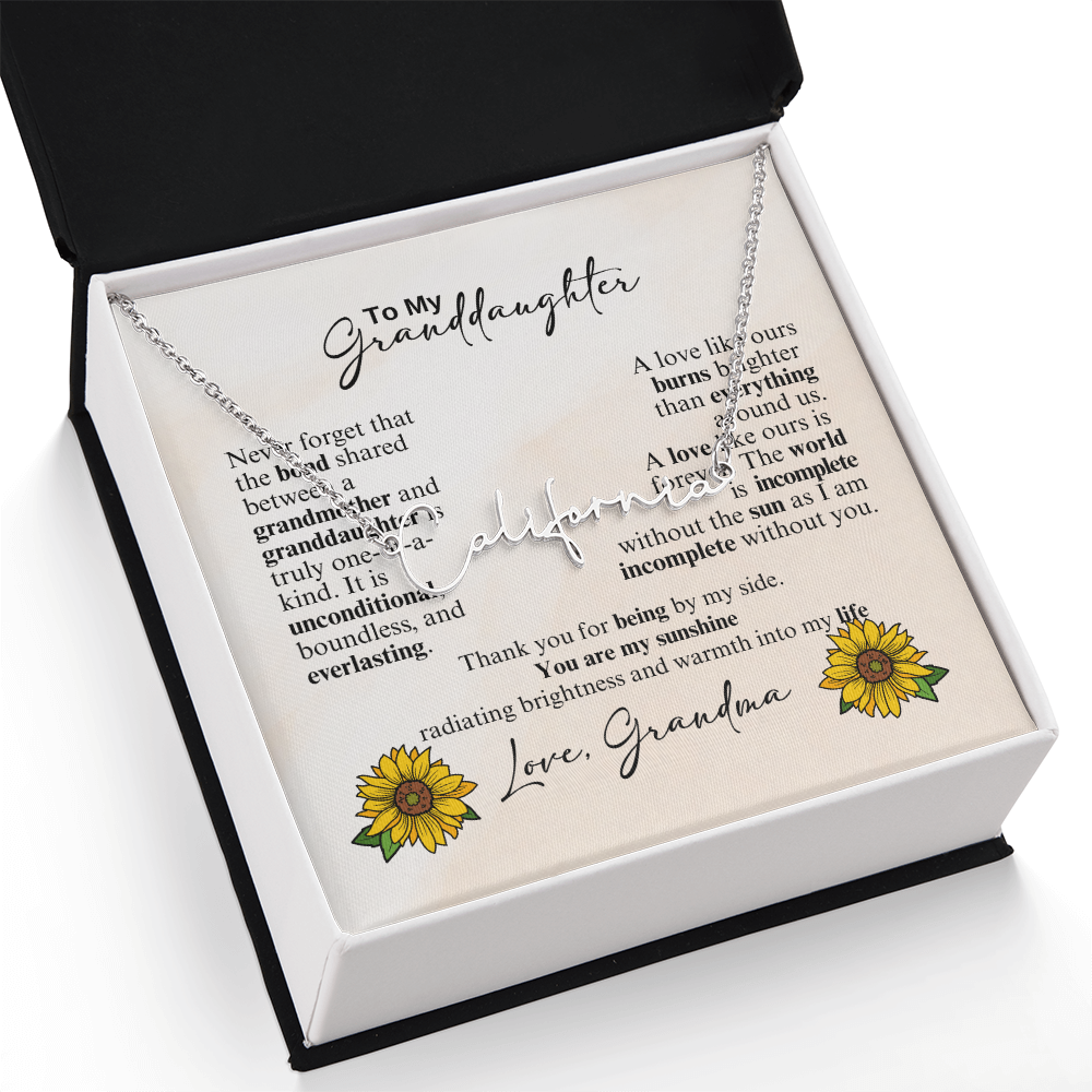 Custom Signature Style Name Necklace - a Gift from Grandmother to Granddaughter.