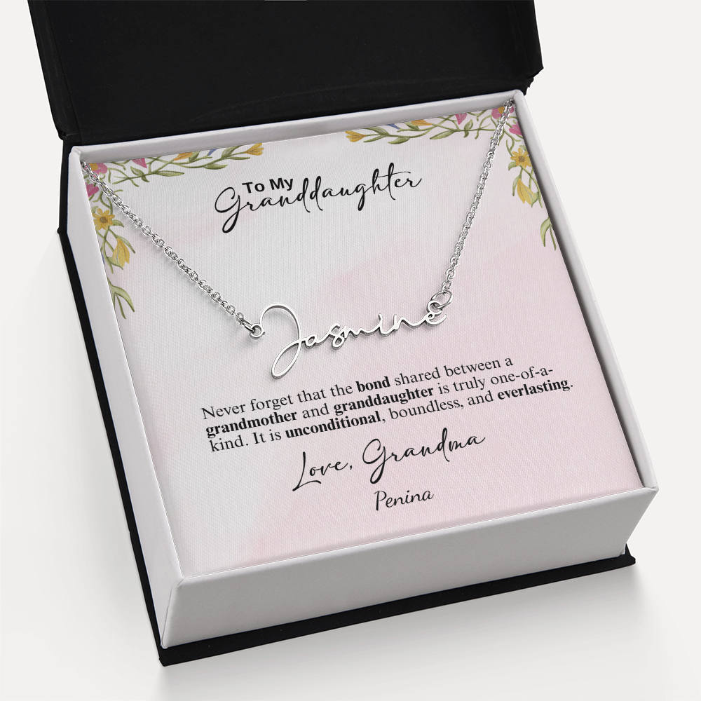 Custom Signature Style Name Necklace - a Gift from Grandmother to Granddaughter.