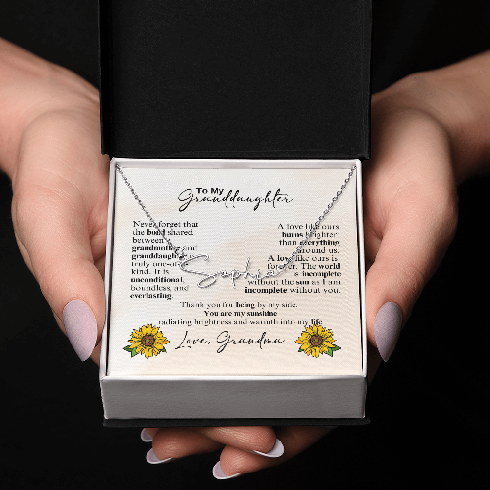 Custom Signature Style Name Necklace - a Gift from Grandmother to Granddaughter.