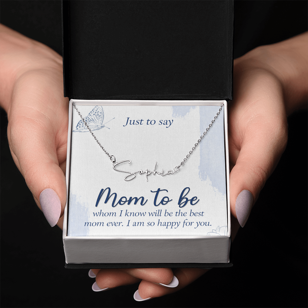 Personalized Signature Name Necklace for Mom to Be, a Perfect Gift for Mother's Day/Birthdays.