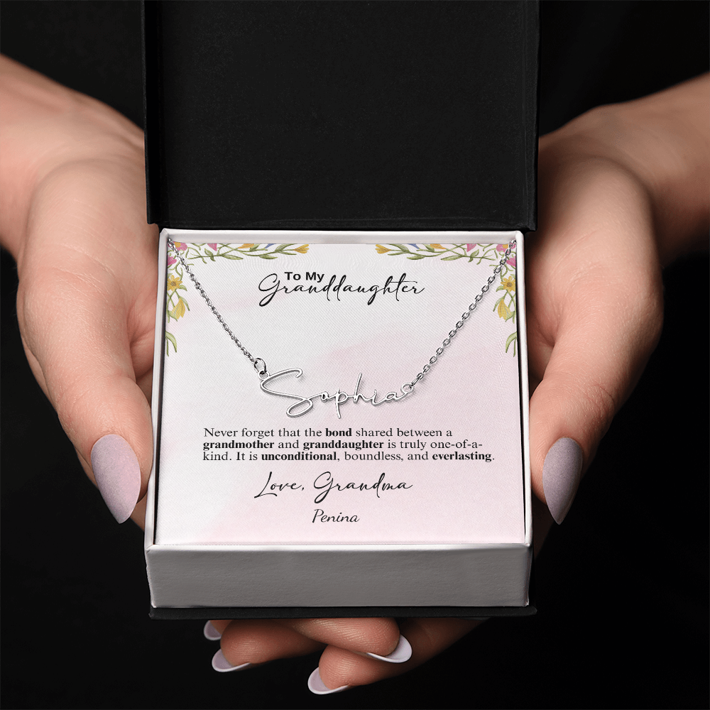Custom Signature Style Name Necklace - a Gift from Grandmother to Granddaughter.