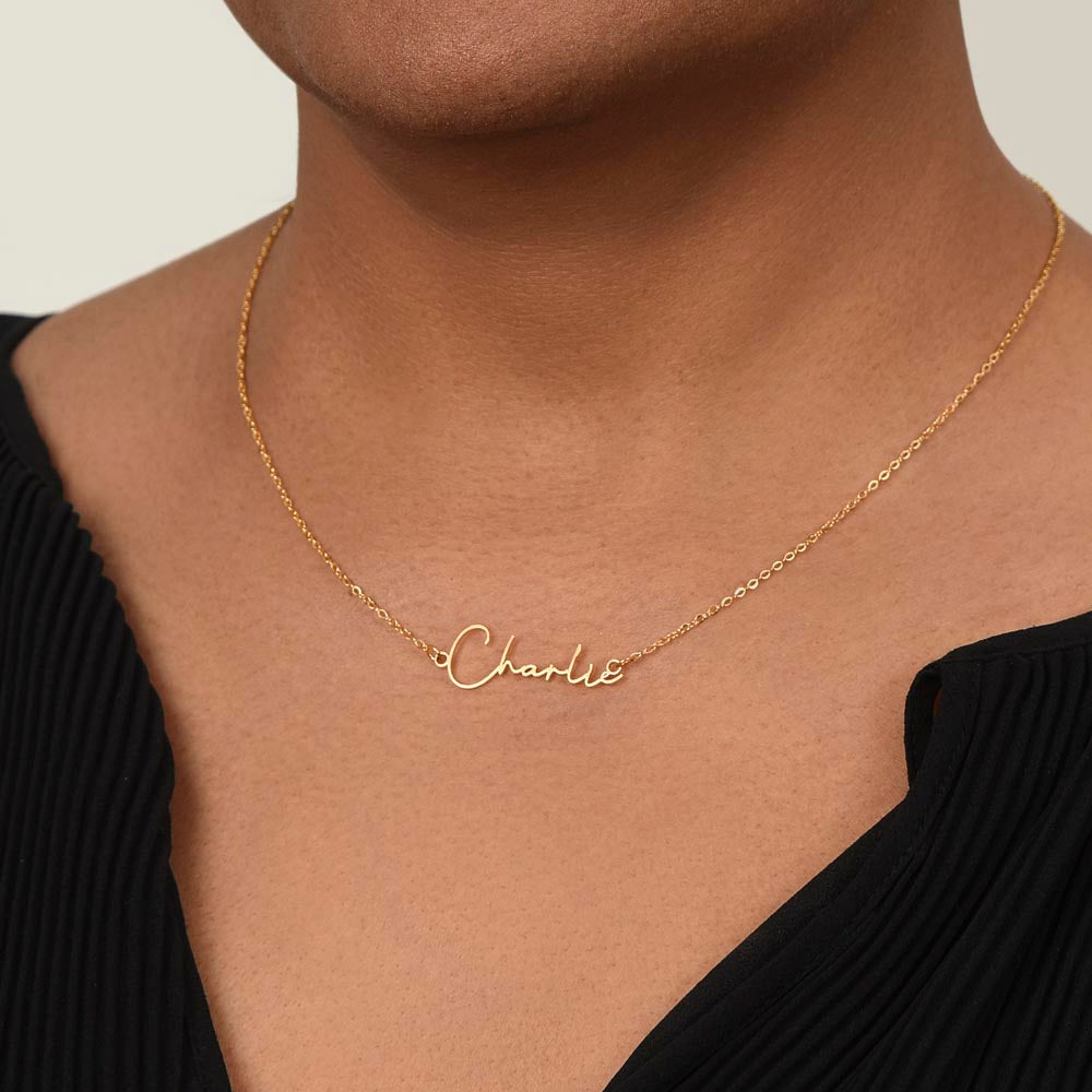 Custom Signature Style Name Necklace - a Gift from Grandmother to Granddaughter.