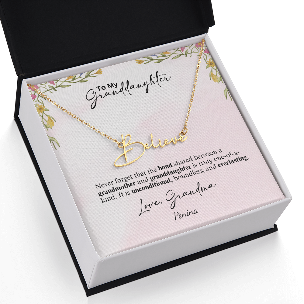 Custom Signature Style Name Necklace - a Gift from Grandmother to Granddaughter.