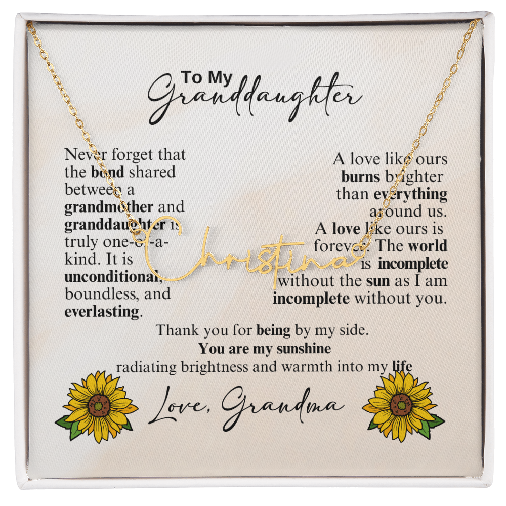 Custom Signature Style Name Necklace - a Gift from Grandmother to Granddaughter.