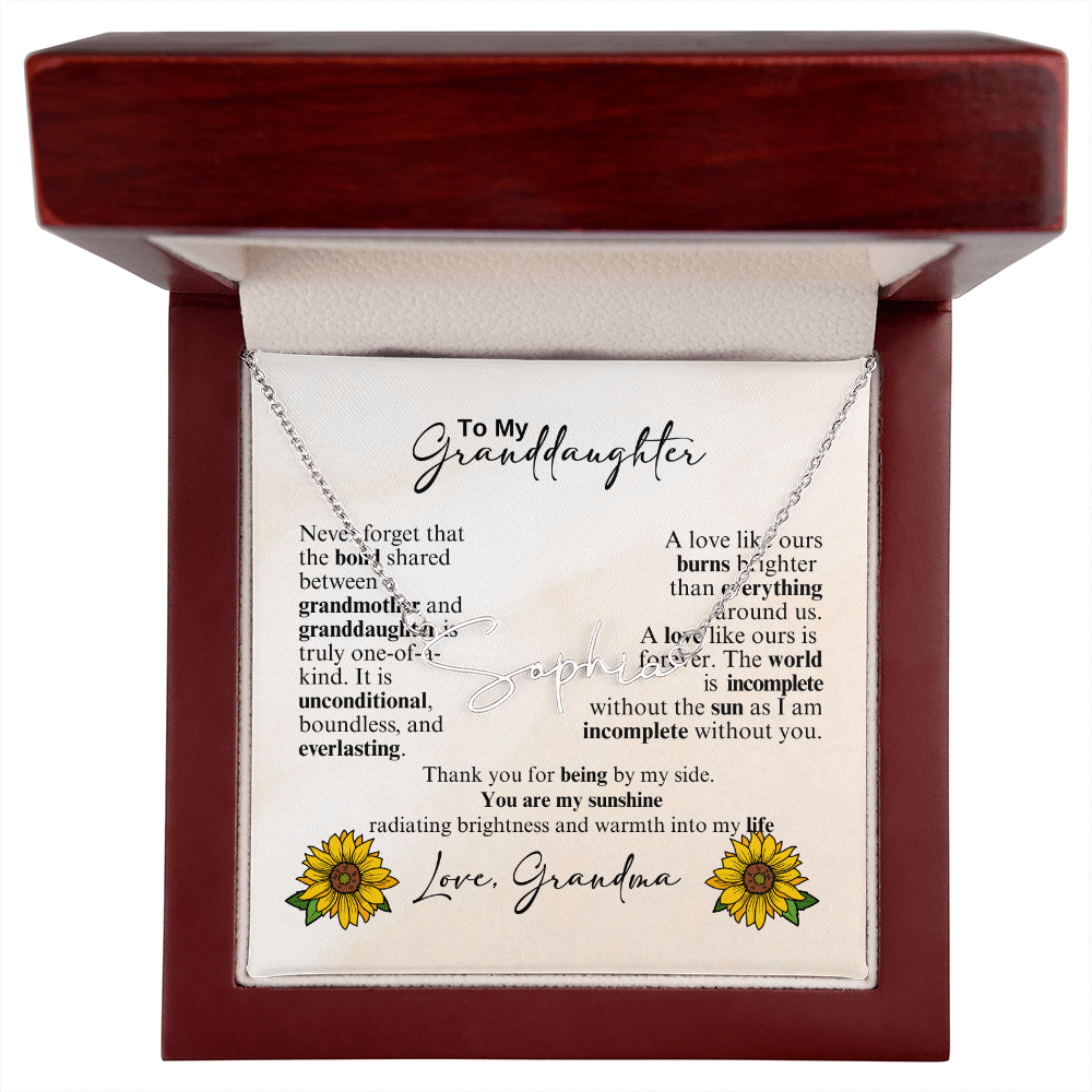 Custom Signature Style Name Necklace - a Gift from Grandmother to Granddaughter.