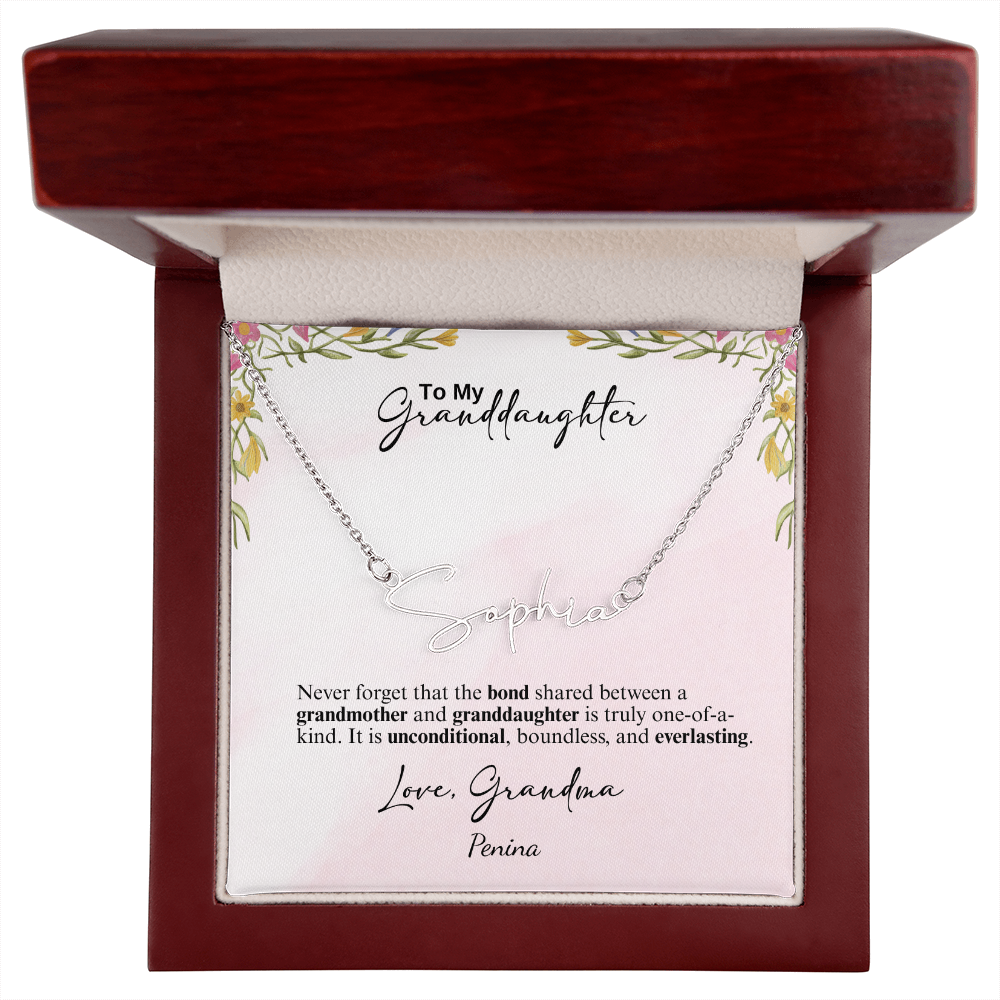 Custom Signature Style Name Necklace - a Gift from Grandmother to Granddaughter.