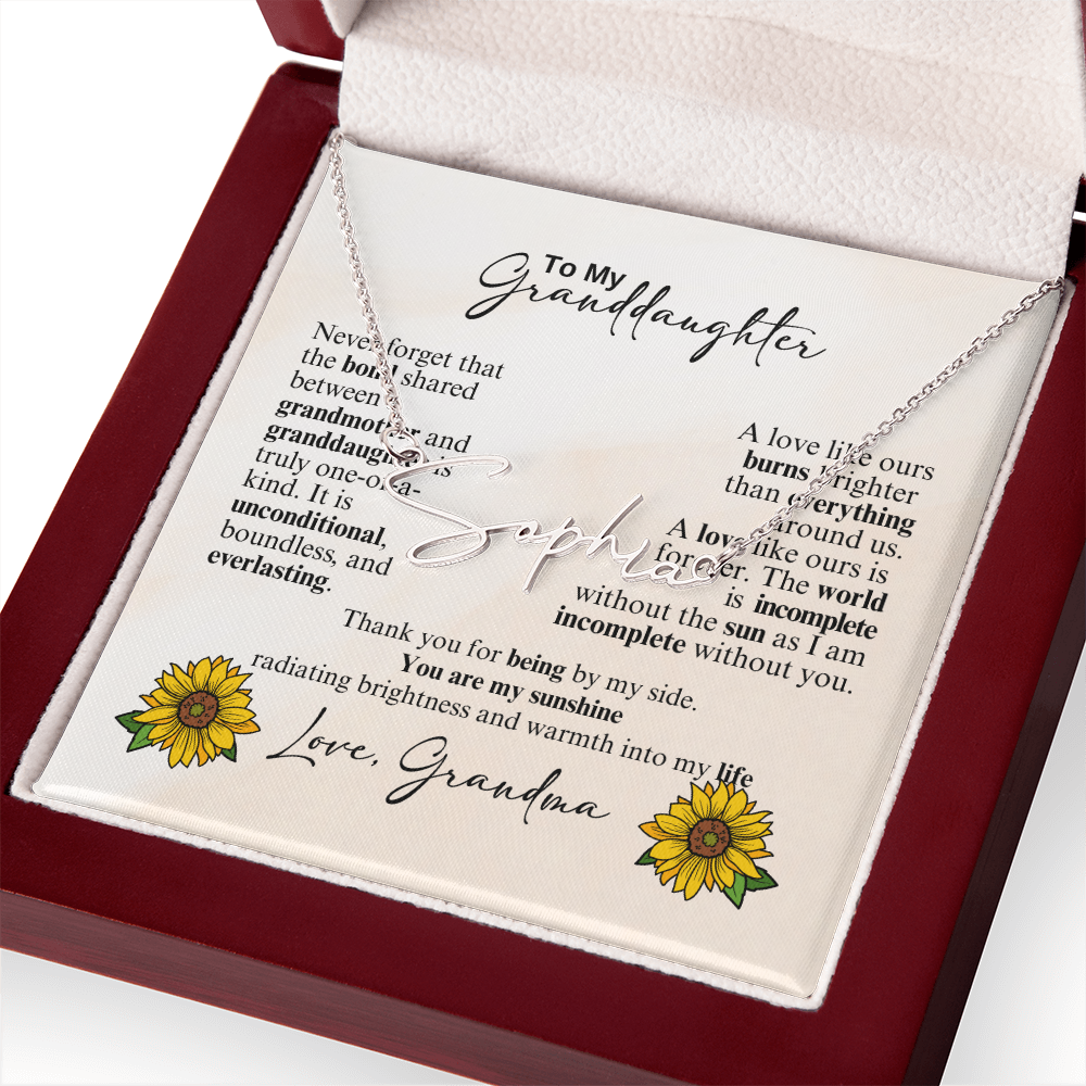 Custom Signature Style Name Necklace - a Gift from Grandmother to Granddaughter.