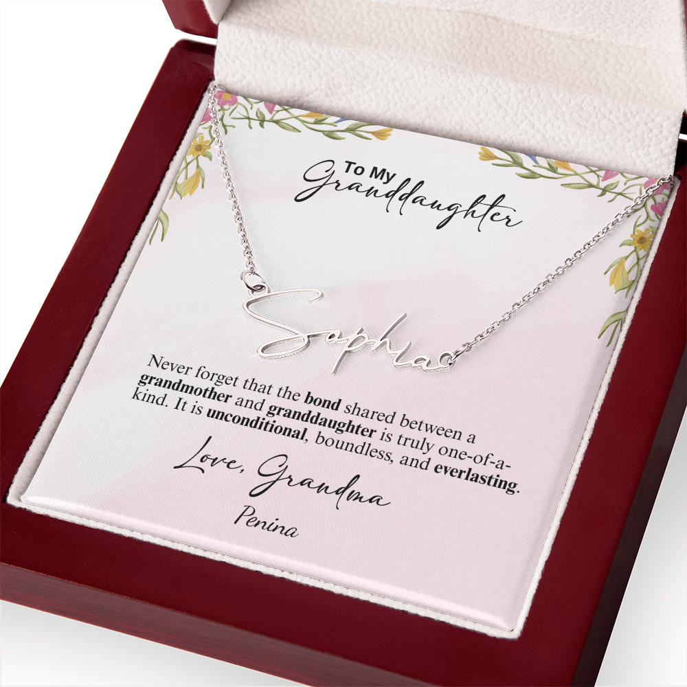 Custom Signature Style Name Necklace - a Gift from Grandmother to Granddaughter.