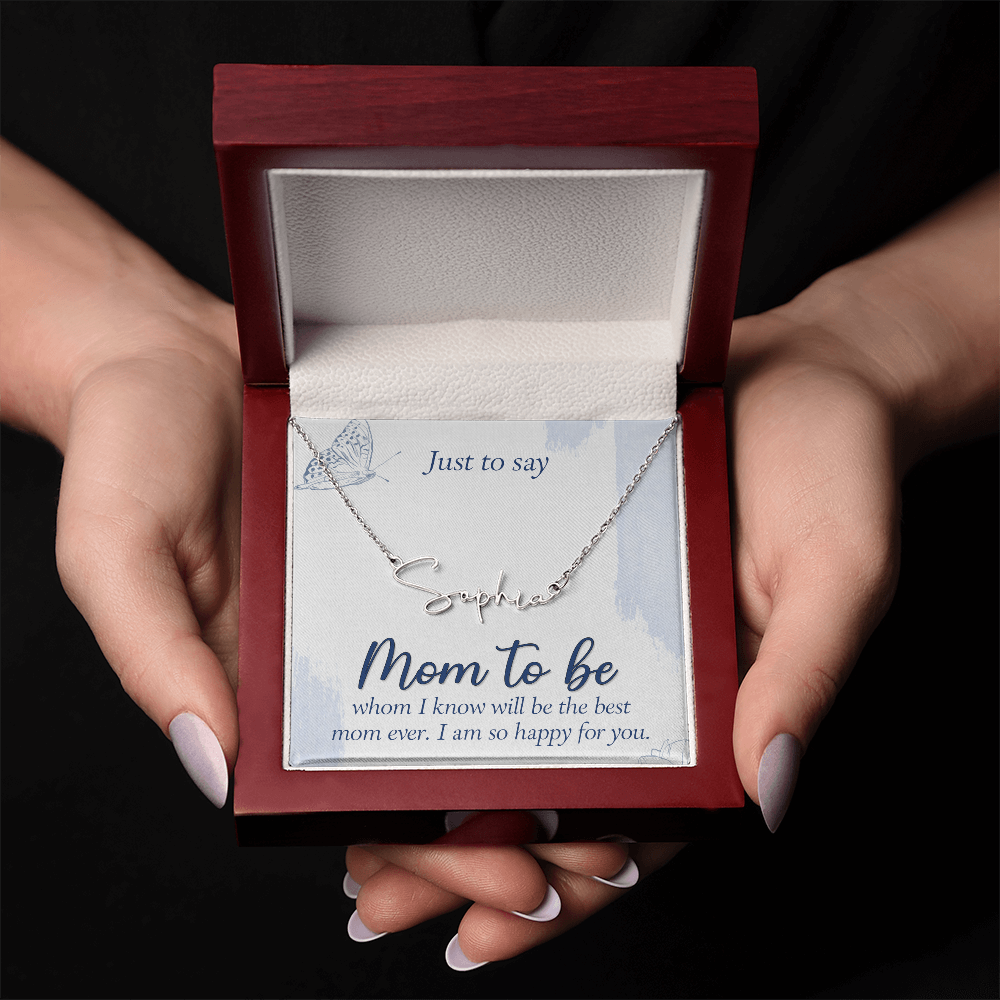 Personalized Signature Name Necklace for Mom to Be, a Perfect Gift for Mother's Day/Birthdays.