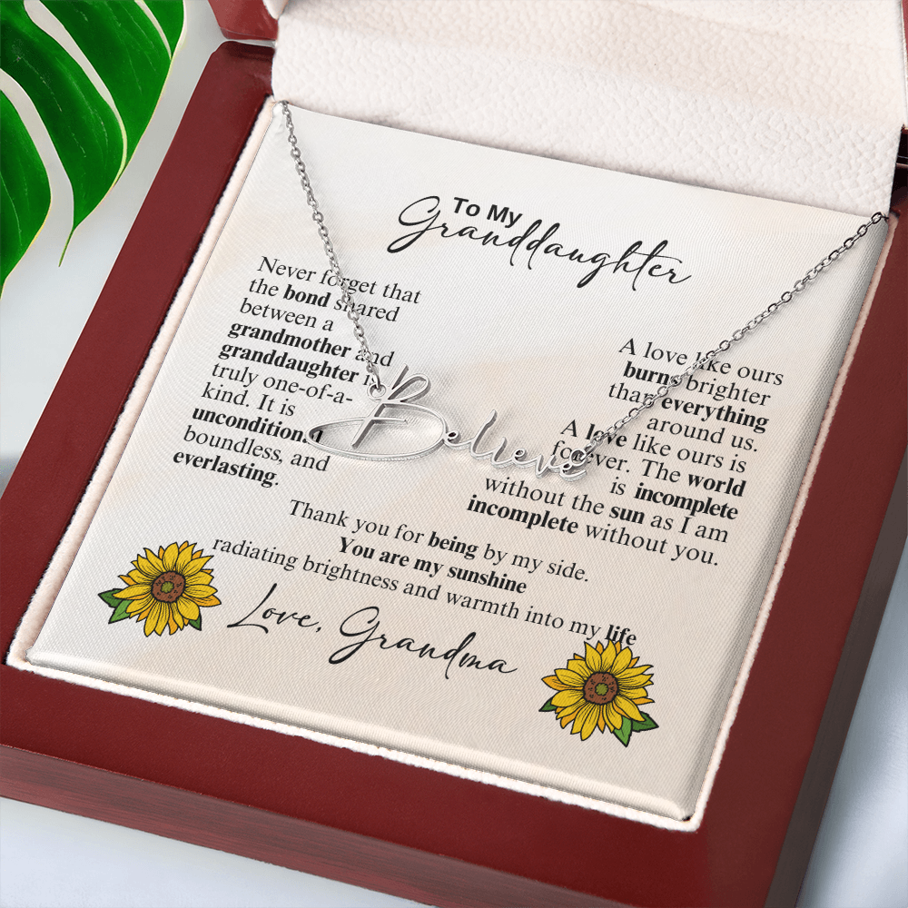 Custom Signature Style Name Necklace - a Gift from Grandmother to Granddaughter.