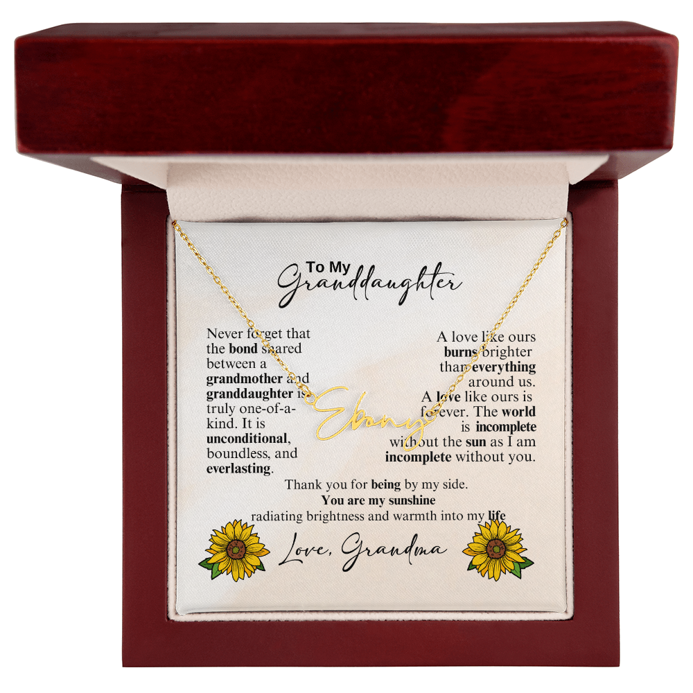 Custom Signature Style Name Necklace - a Gift from Grandmother to Granddaughter.