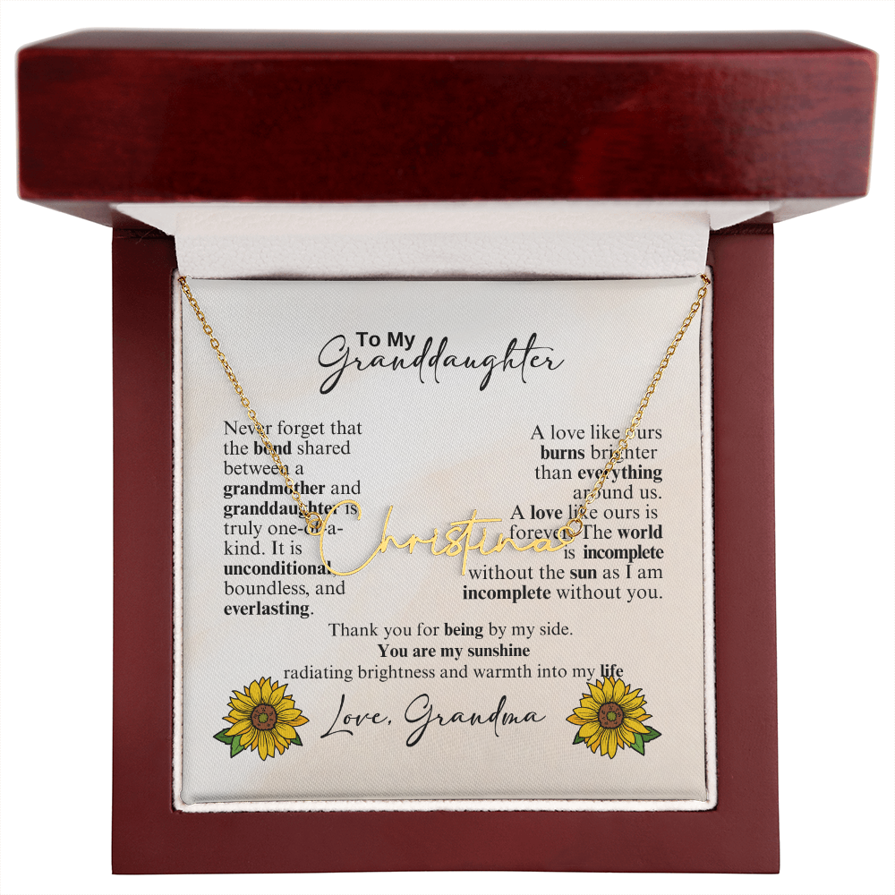 Custom Signature Style Name Necklace - a Gift from Grandmother to Granddaughter.